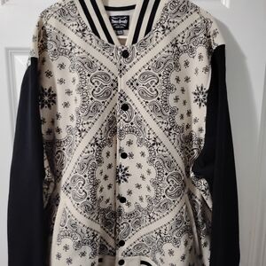Black and Cream Paisley Bomber Jacket